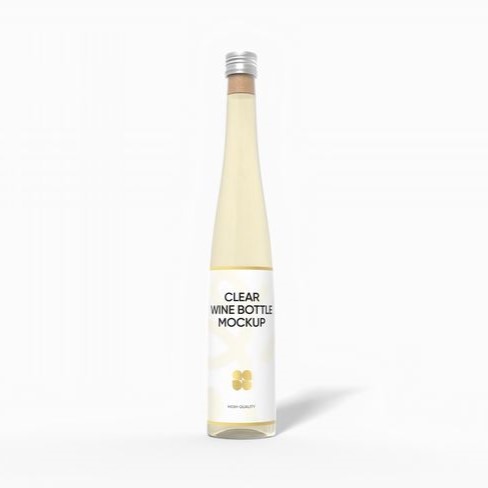 Clear glass wine bottle mockup