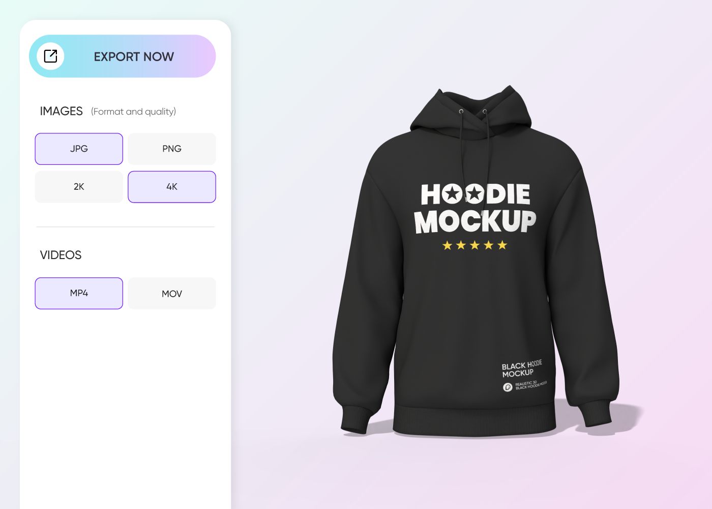 Step 3: Export your black hoodie design