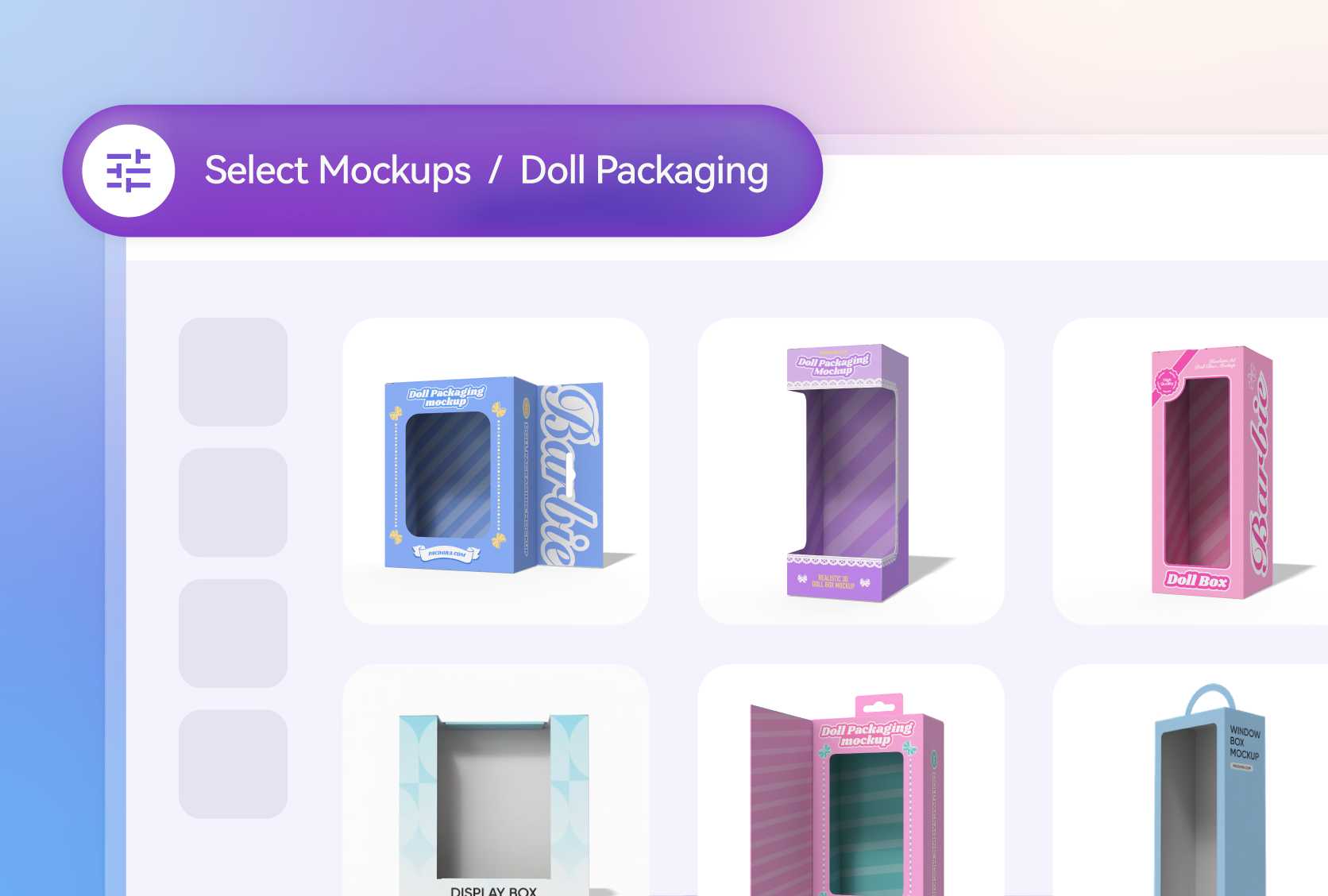 Different box designs for various doll types