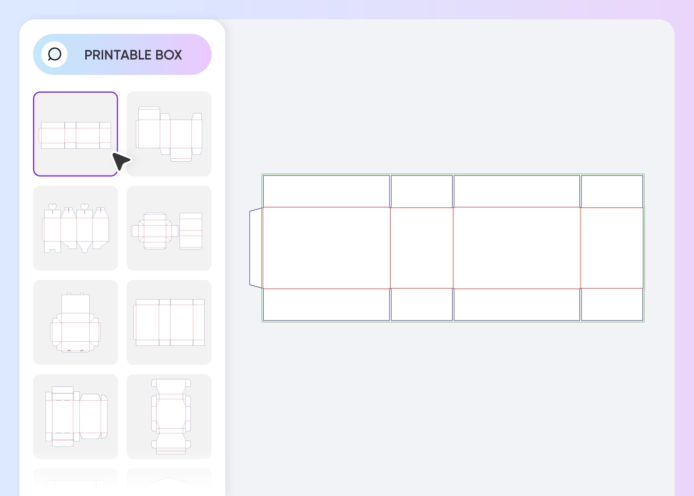 Choose a sleeve box template