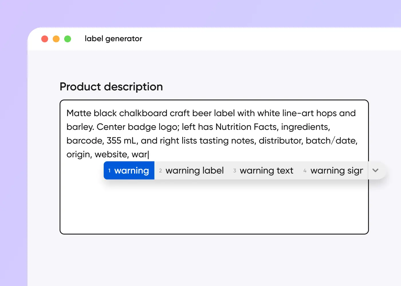 Step 1: Input beer label idea