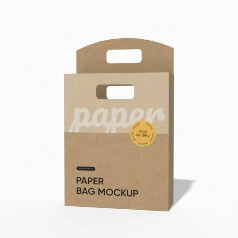 Paper bag with handle mockup