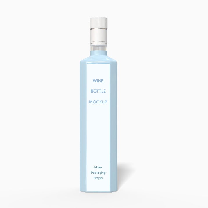 Maqueta de botella de vino blanco