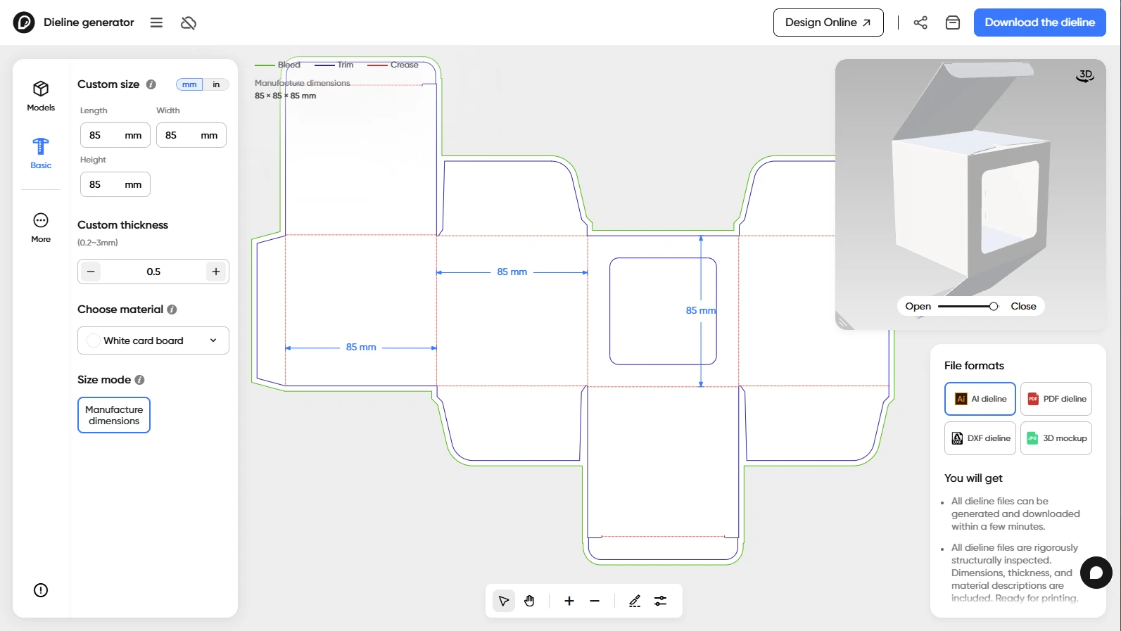 How to create a cake box template using Pacdora?