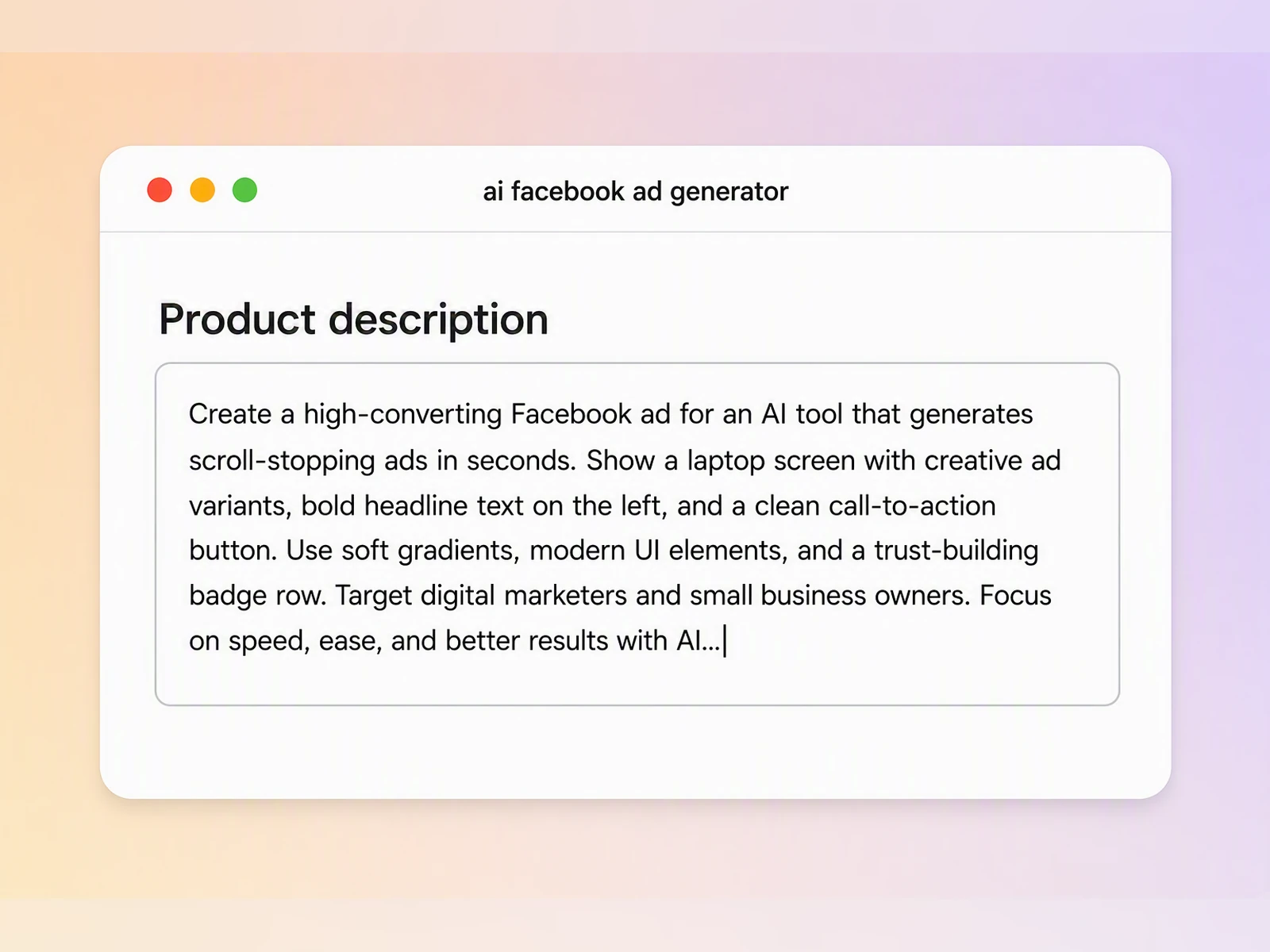 Step 1: Describe Your Facebook Ad