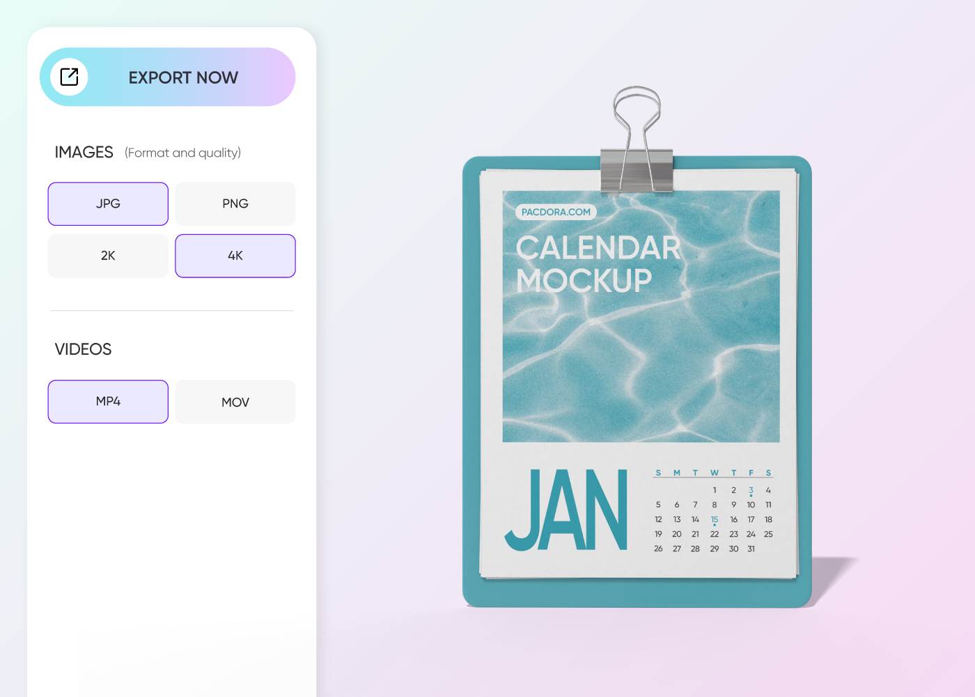 Step 3: Export your custom wall calendar