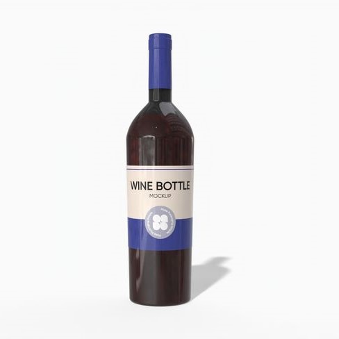 Glass wine bottle mockup