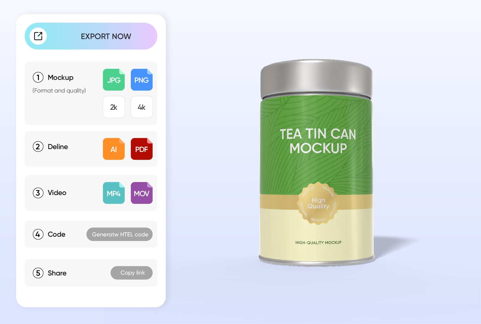 Full coverage of can mockup categories