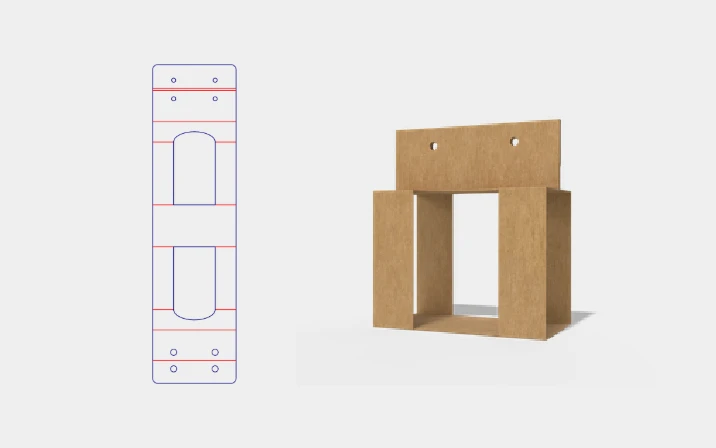 Kraft paper shot glass box dieline