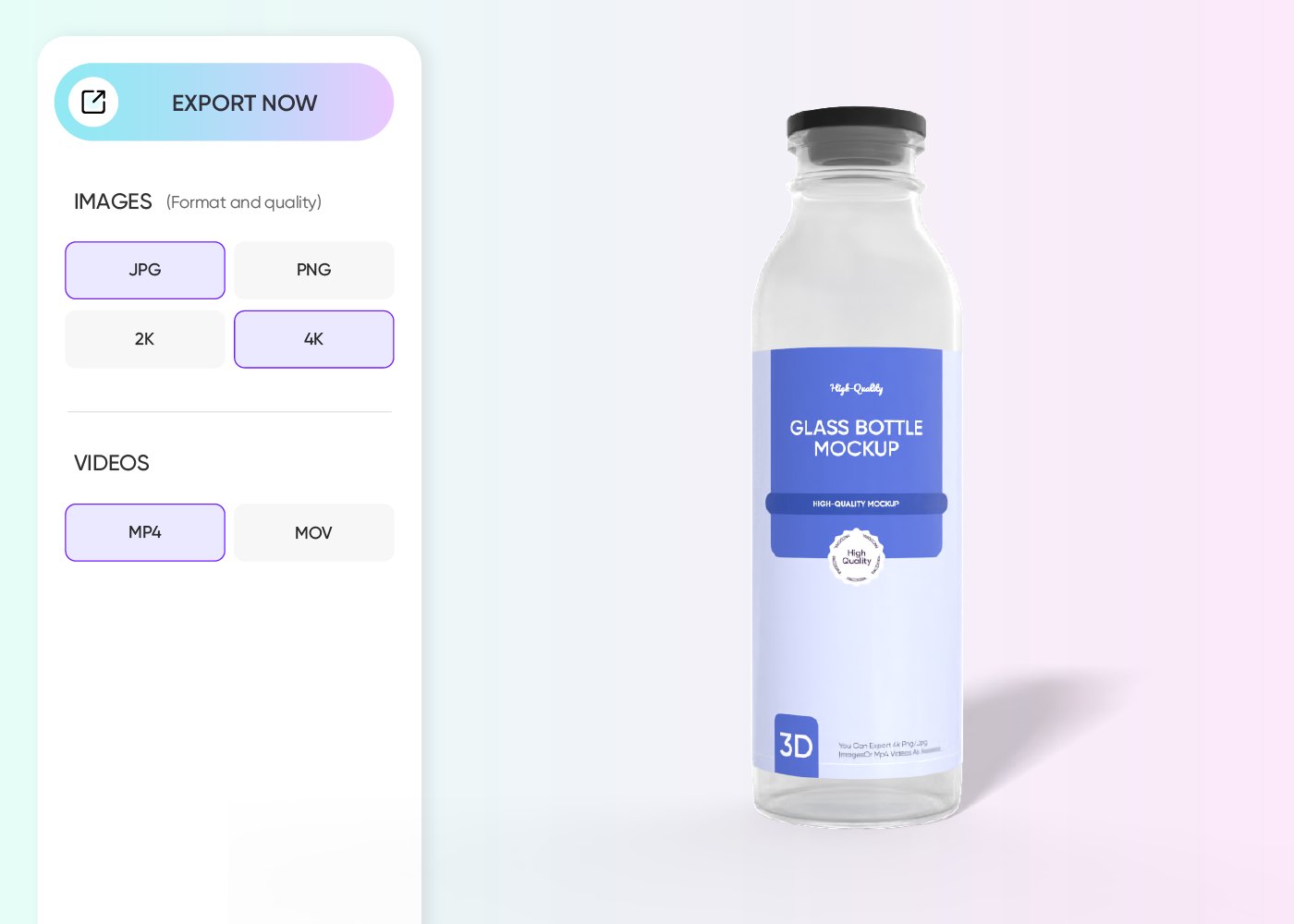 Step 3: Export from the custom glass bottle maker