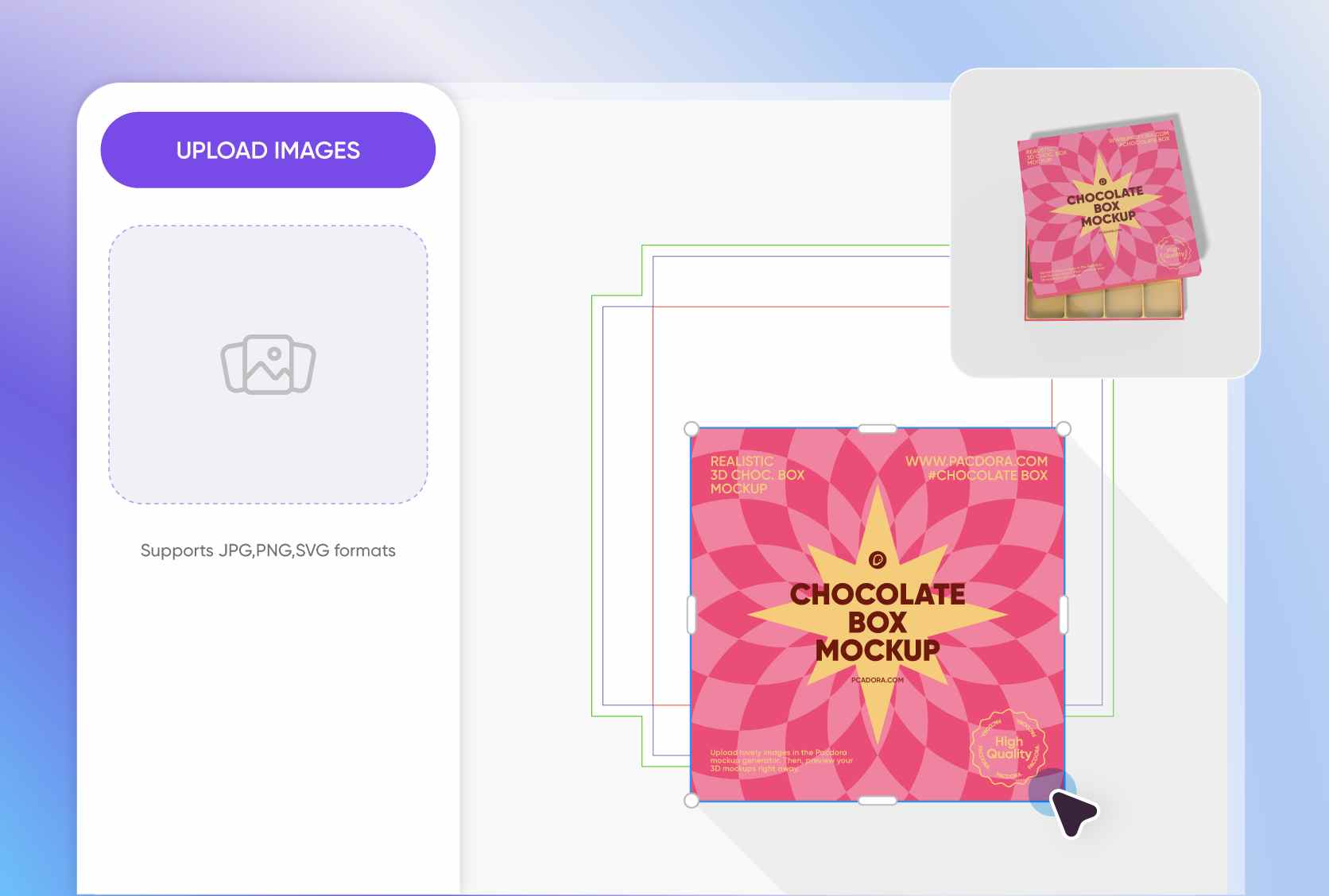Upload graphics to your chocolate packaging
