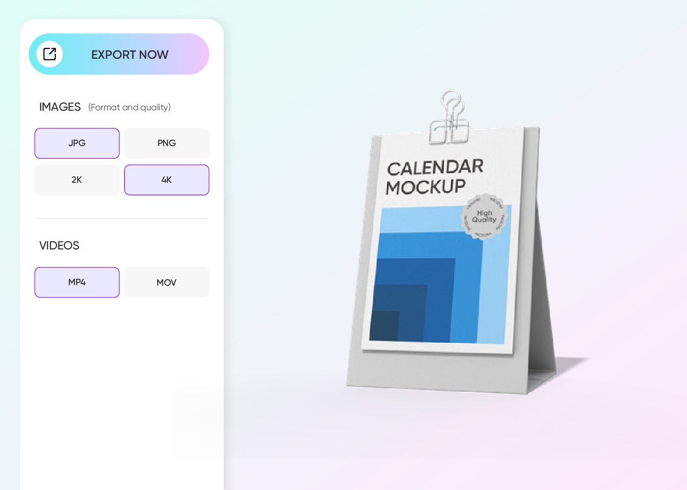 Step 3: Export your personalized desk calendar