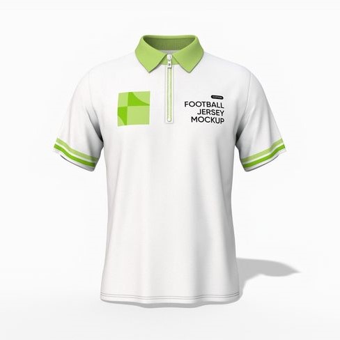 Football jersey with zipper polo shirt mockup
