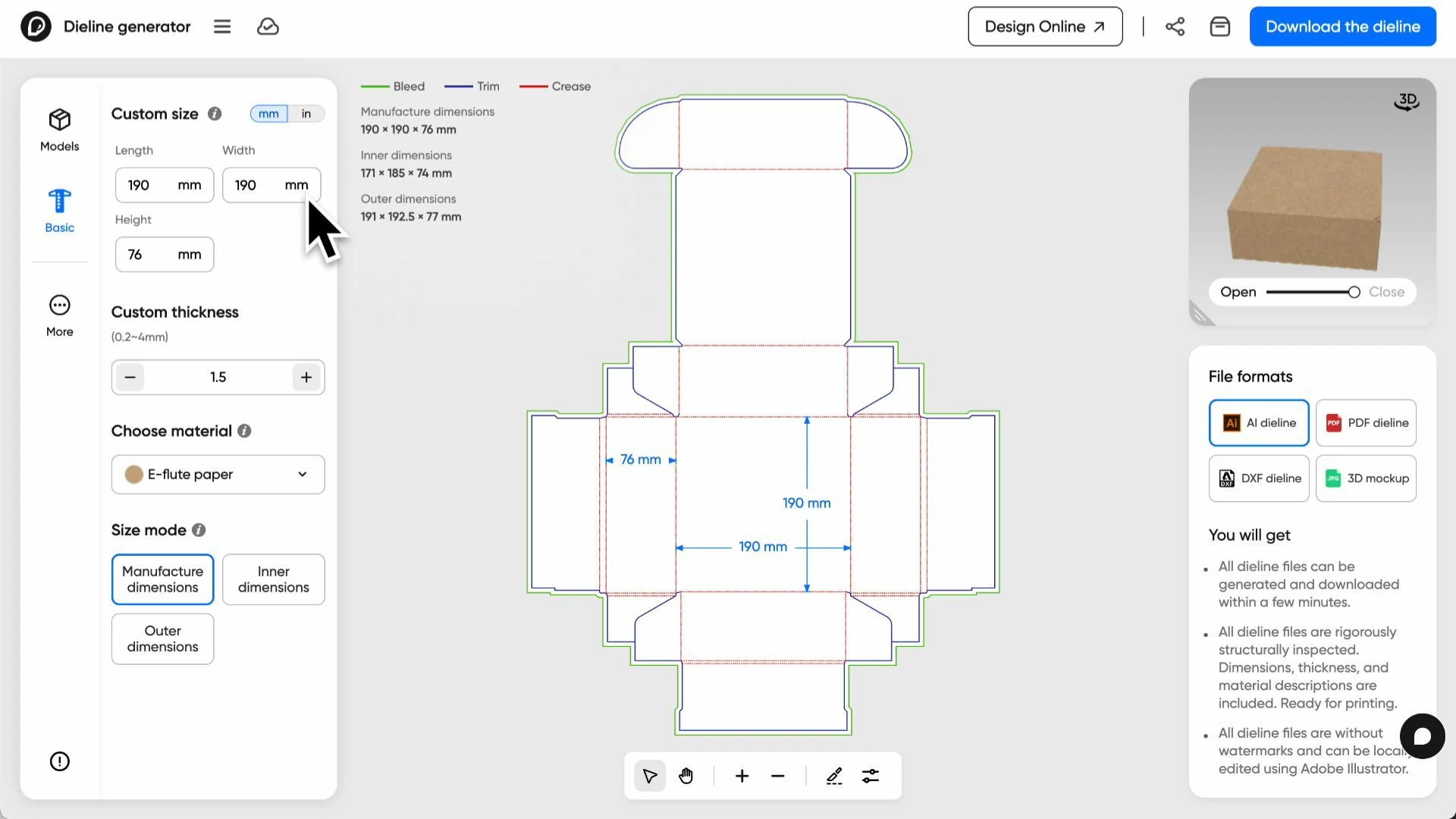 How to craft a custom pie box using Pacdora?