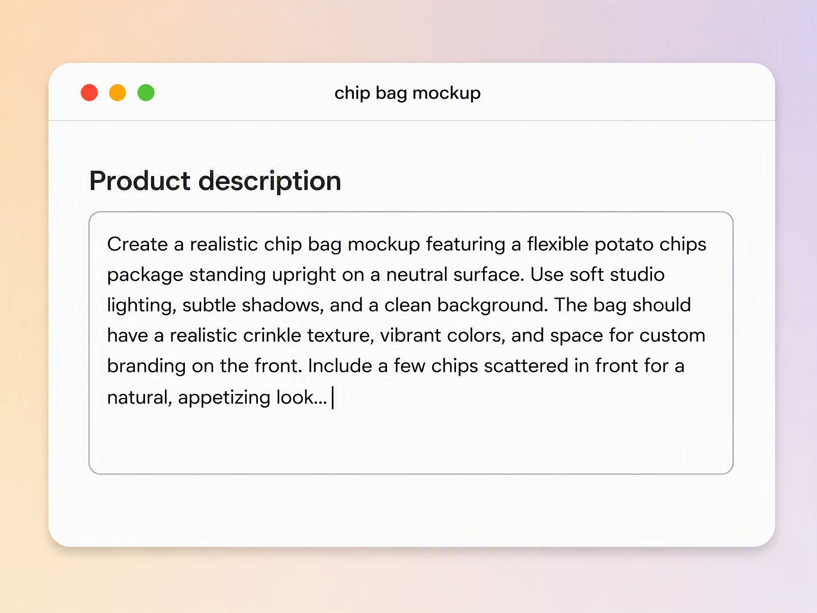 Step 1: Describe your snack product