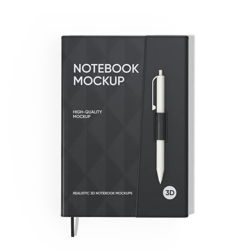Notebook with pen mockup