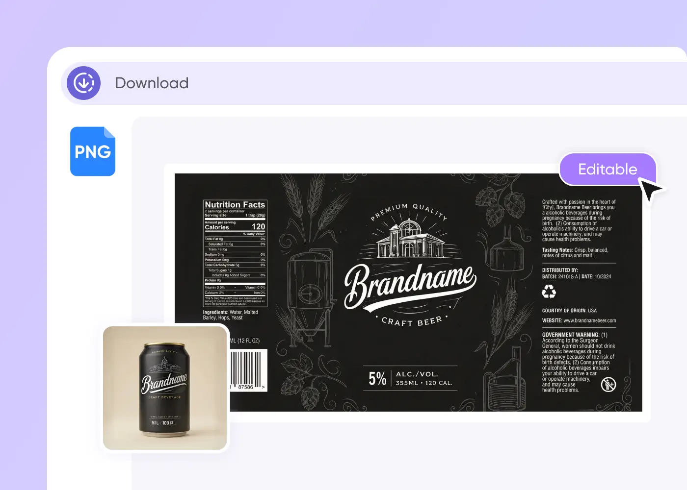 Step 3: Export your beer label
