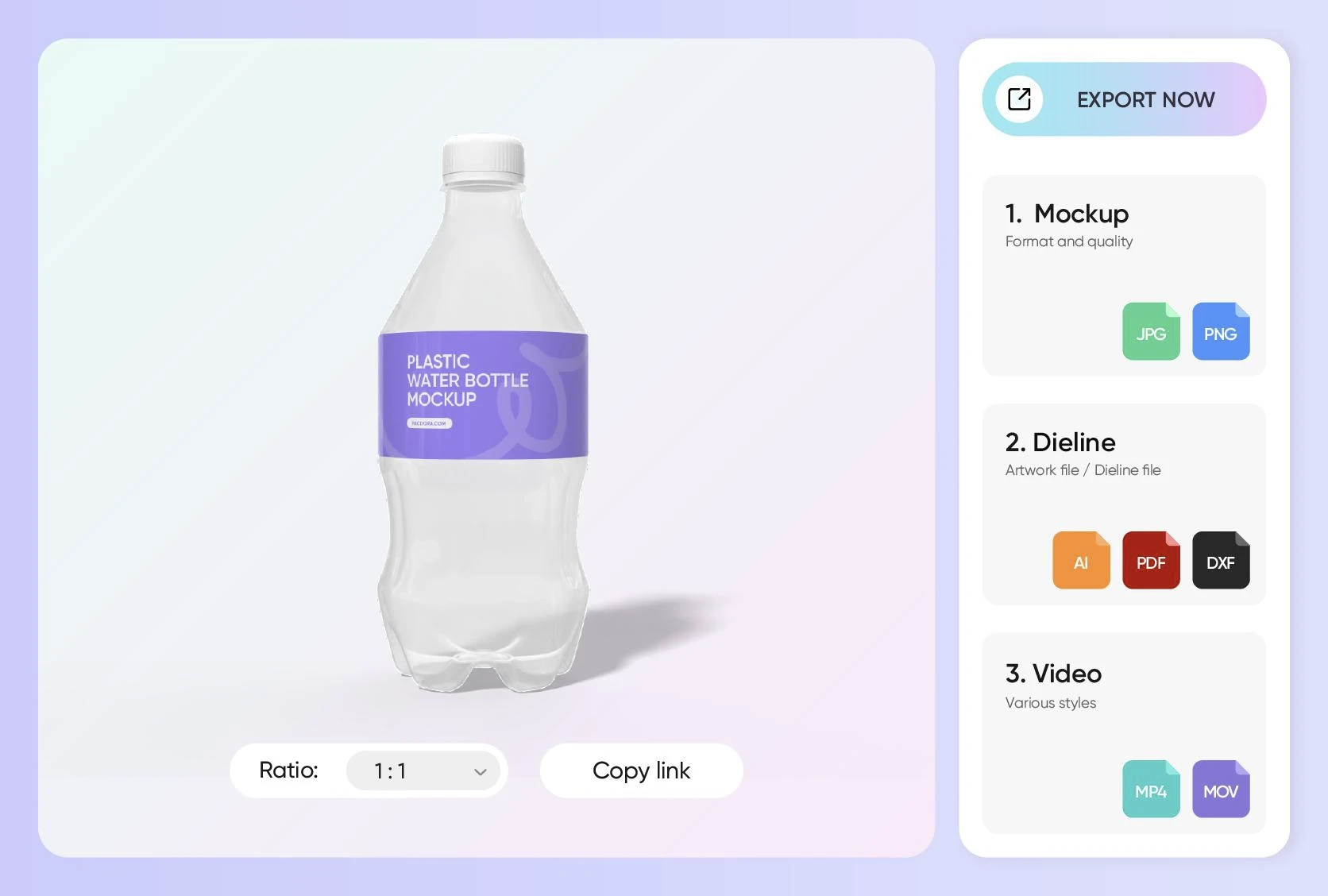 Export mockups in suitable formats for any use