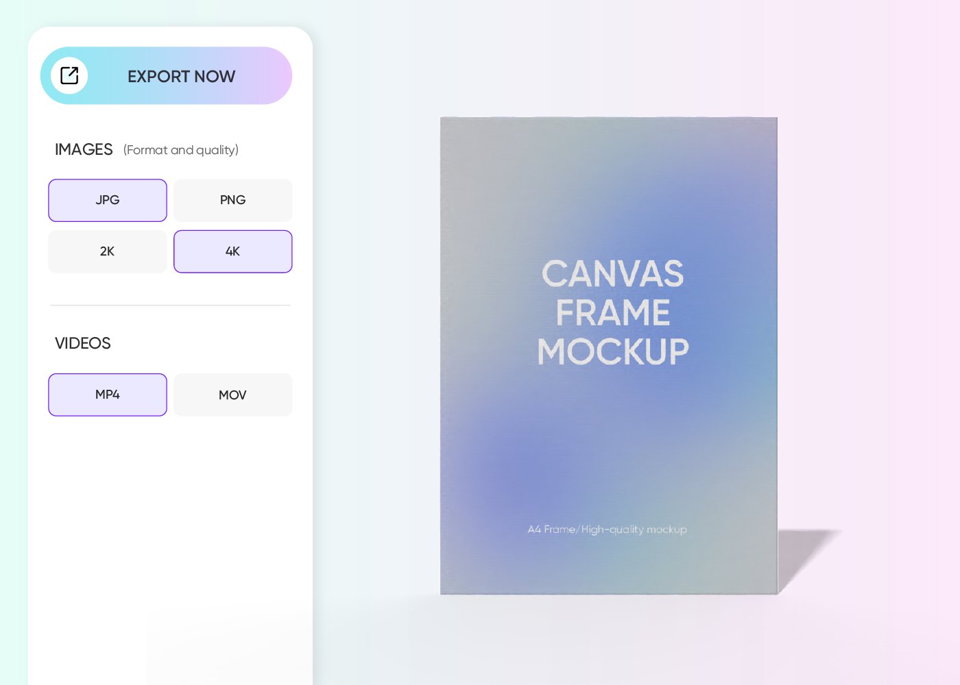 Step 3: Export your canvas frame