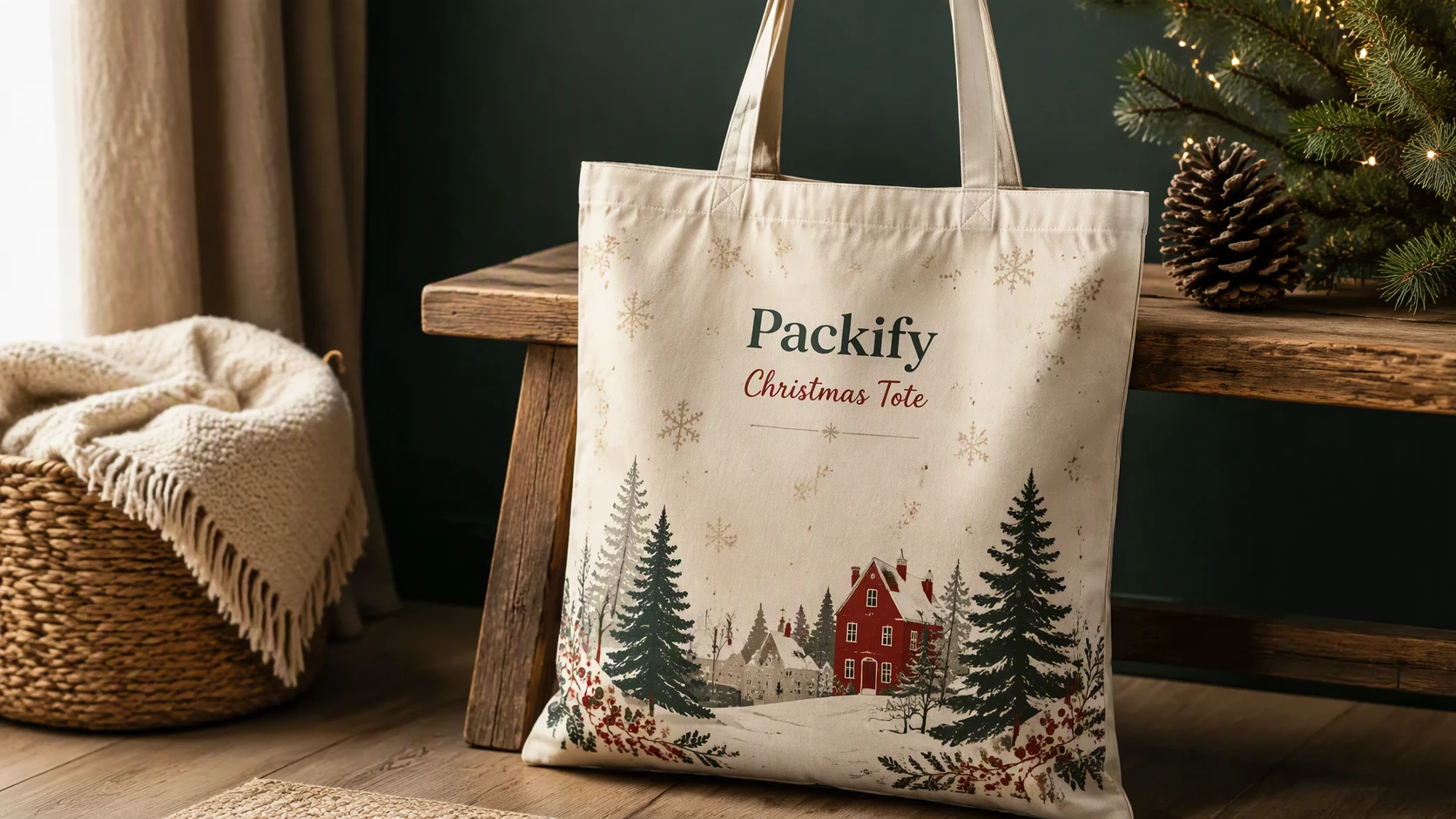 AI Christmas tote bag design generator