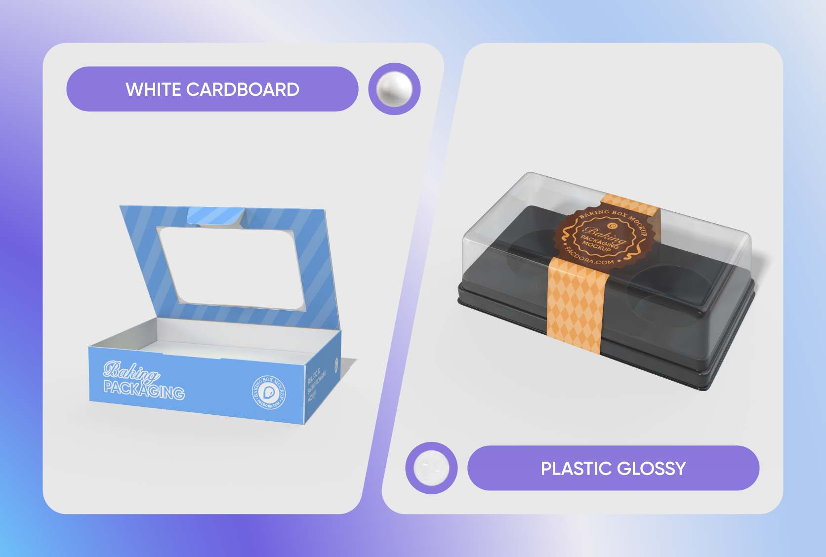 Material selection options for baked goods