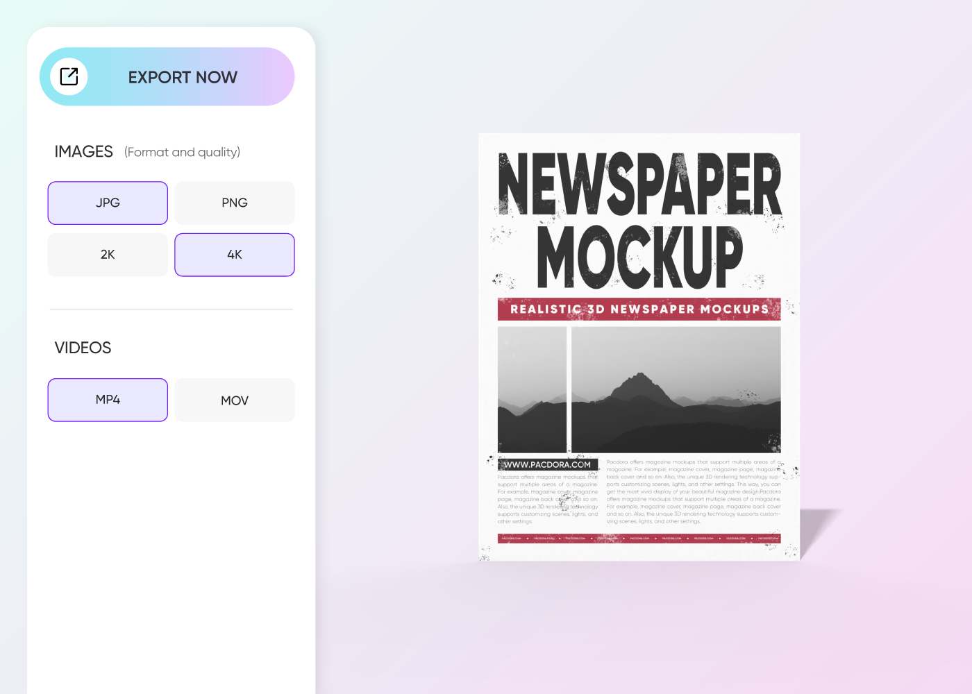 Export your professional paper mockup