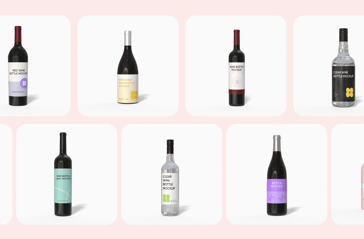 Amplia biblioteca de maquetas de botellas de vino