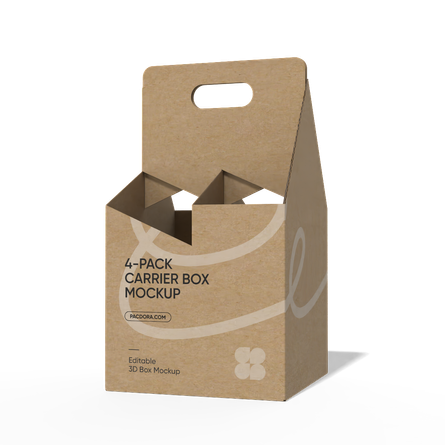 4-pack wine carrier box mockup