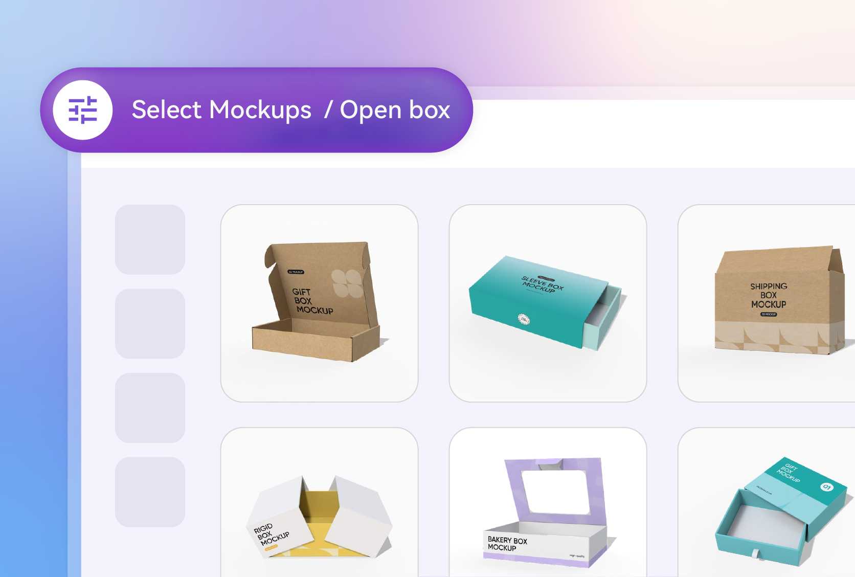 Explore different open box mockup types