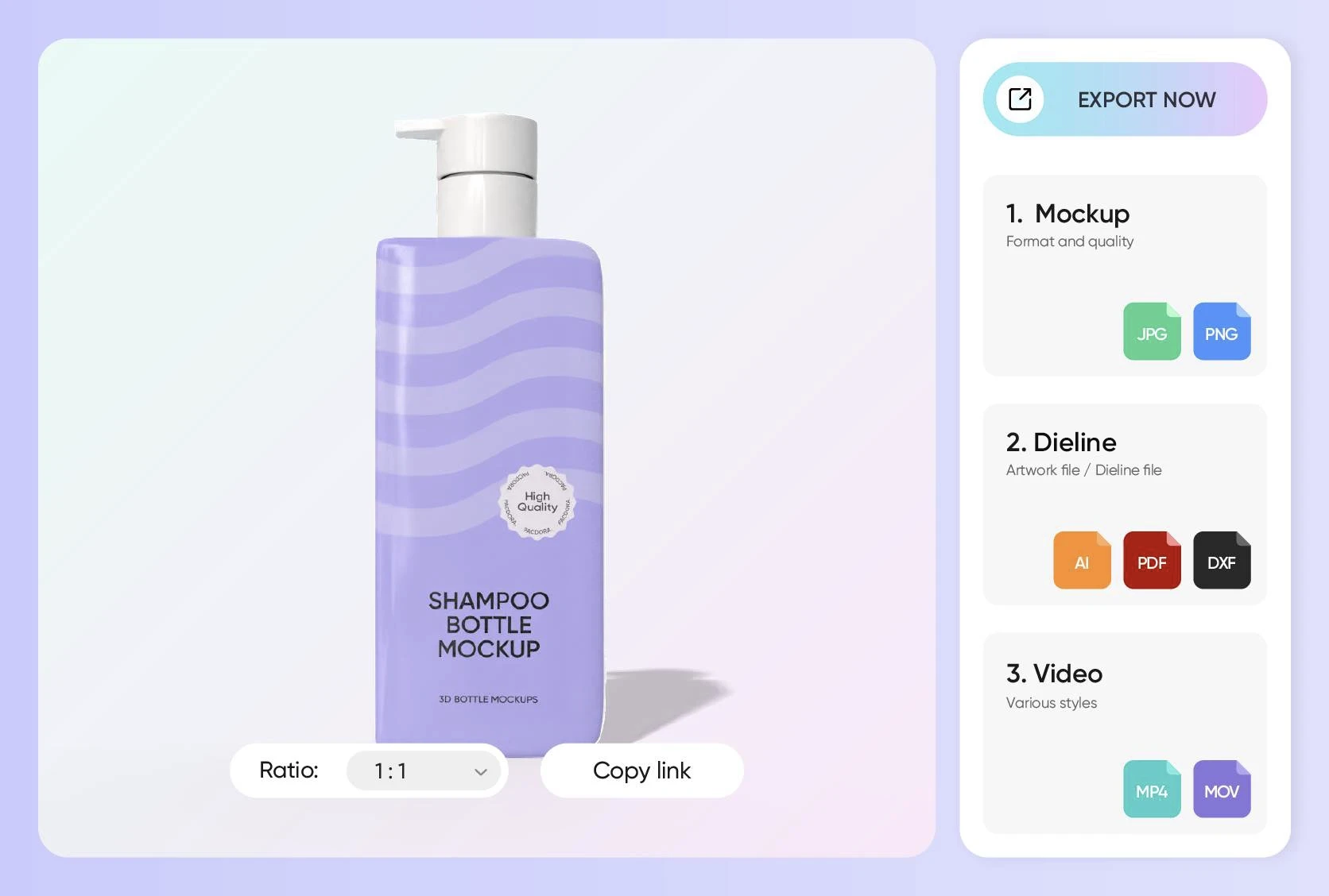 Export finished design in suitable way