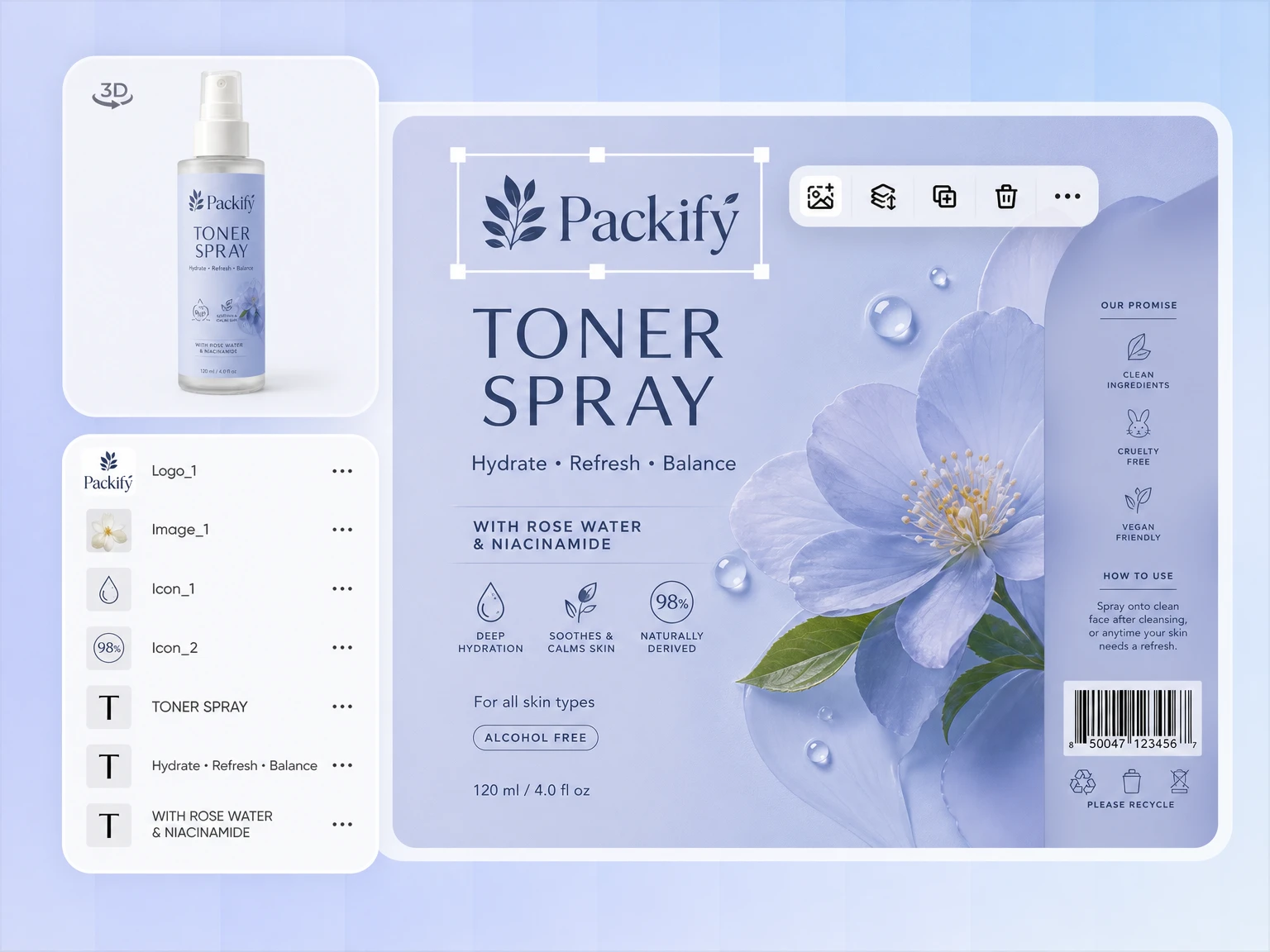 Continue from mockup to label