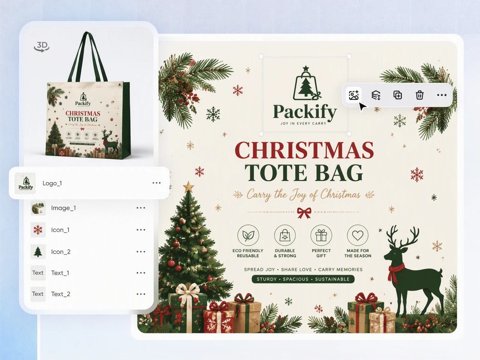 Preview a Christmas tote bag mockup