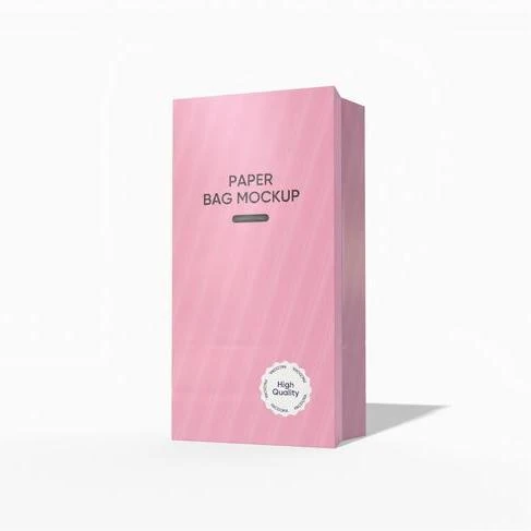 Slim paper bakery bag mockup
