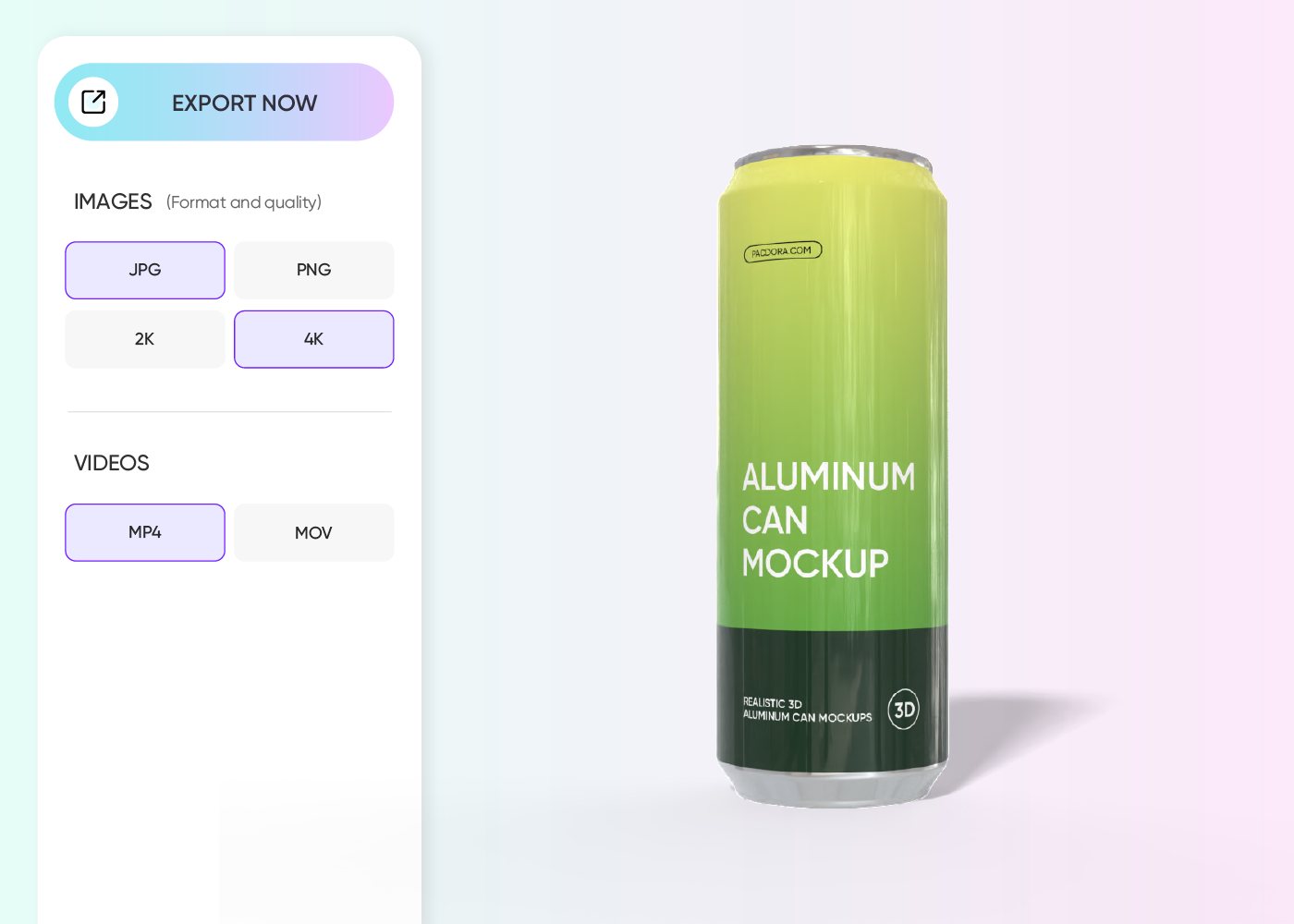 Step 3: Export your seltzer packaging design