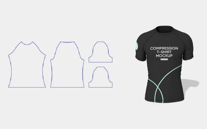 Black compression T-shirt template