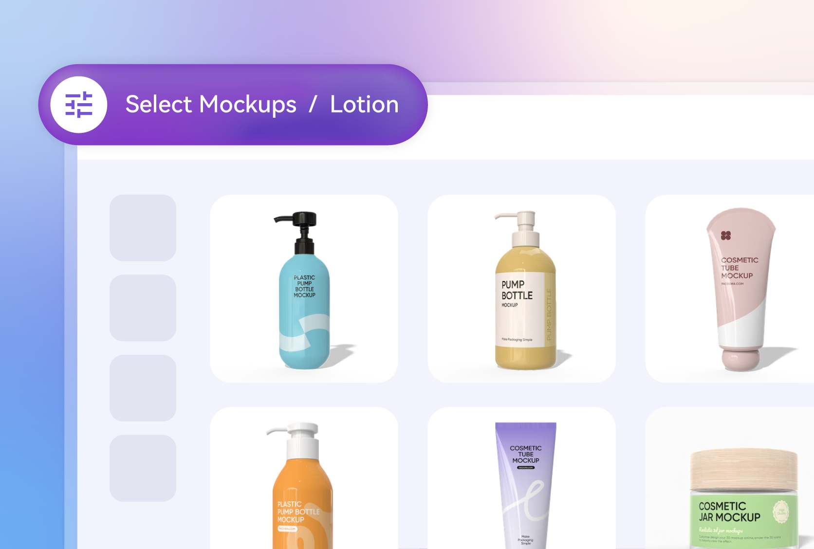 Variety of bottle shapes for lotion brands