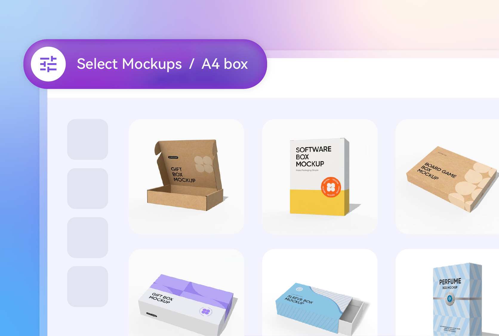 A variety of A4 box mockup styles