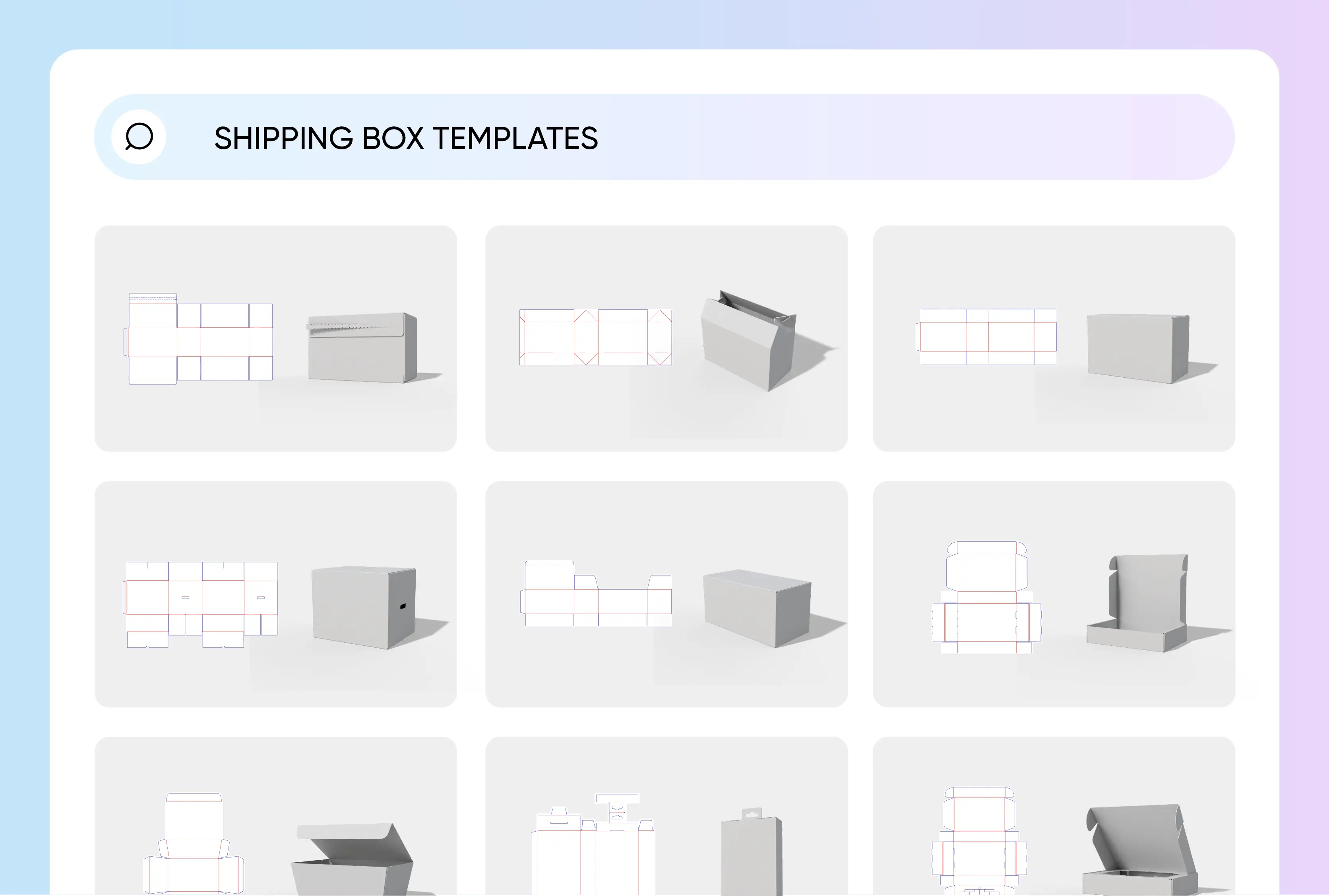 Diverse shipping box templates