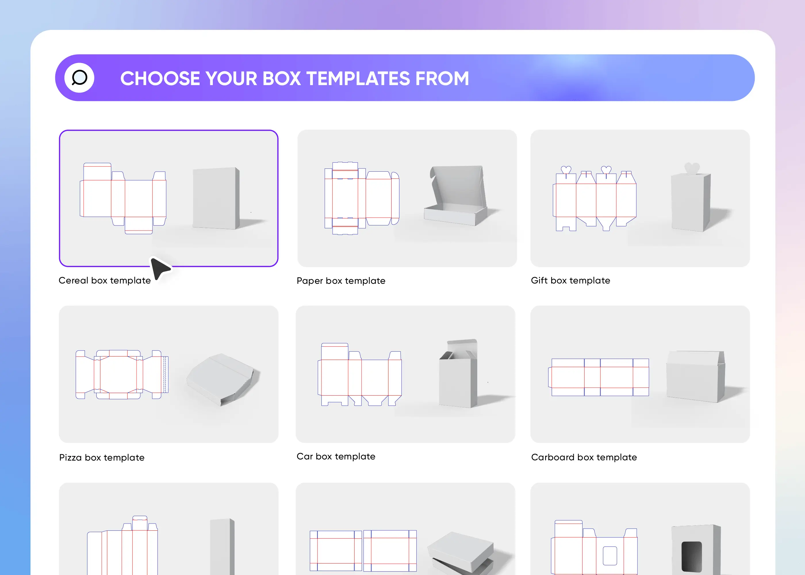 Select and create your box template