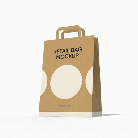 Foldable shopping paper bag mockup