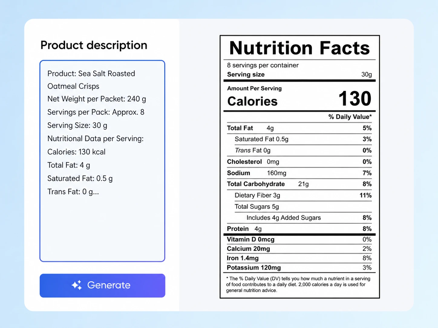 Step 2: Describe your product and generate