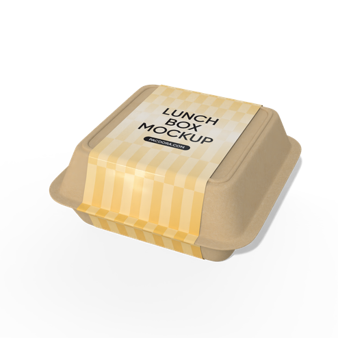 Lunch box with belly band packaging