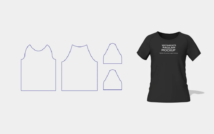 Raglan black T-shirt template