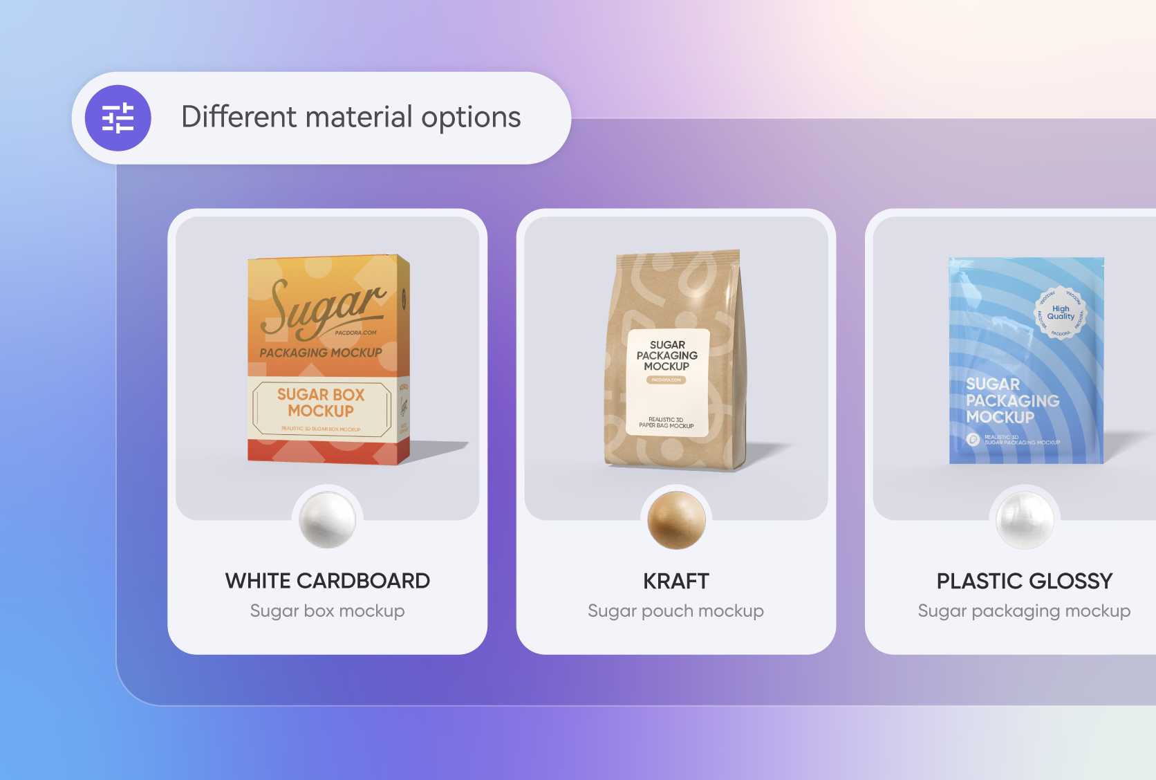 Custom material choices for a realistic sugar packaging
