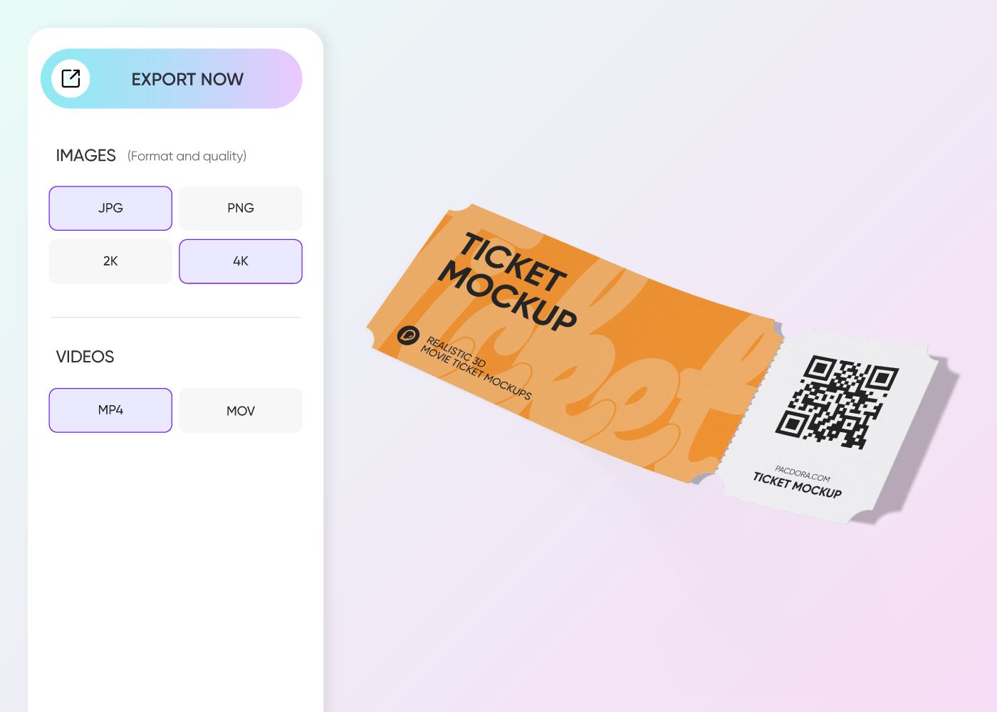 Step 3: Export your finished ticket mockup