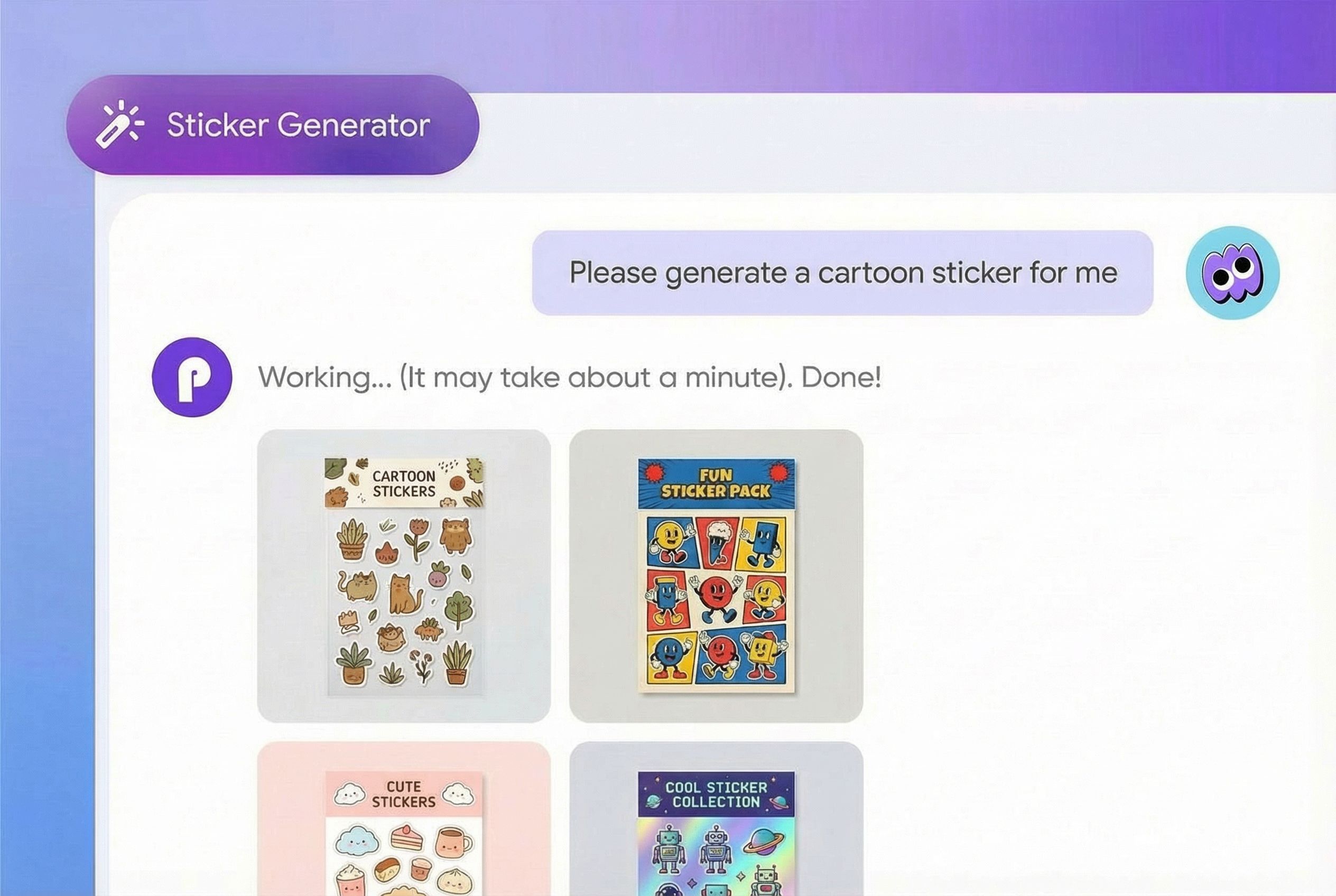 AI sticker design in multiple styles