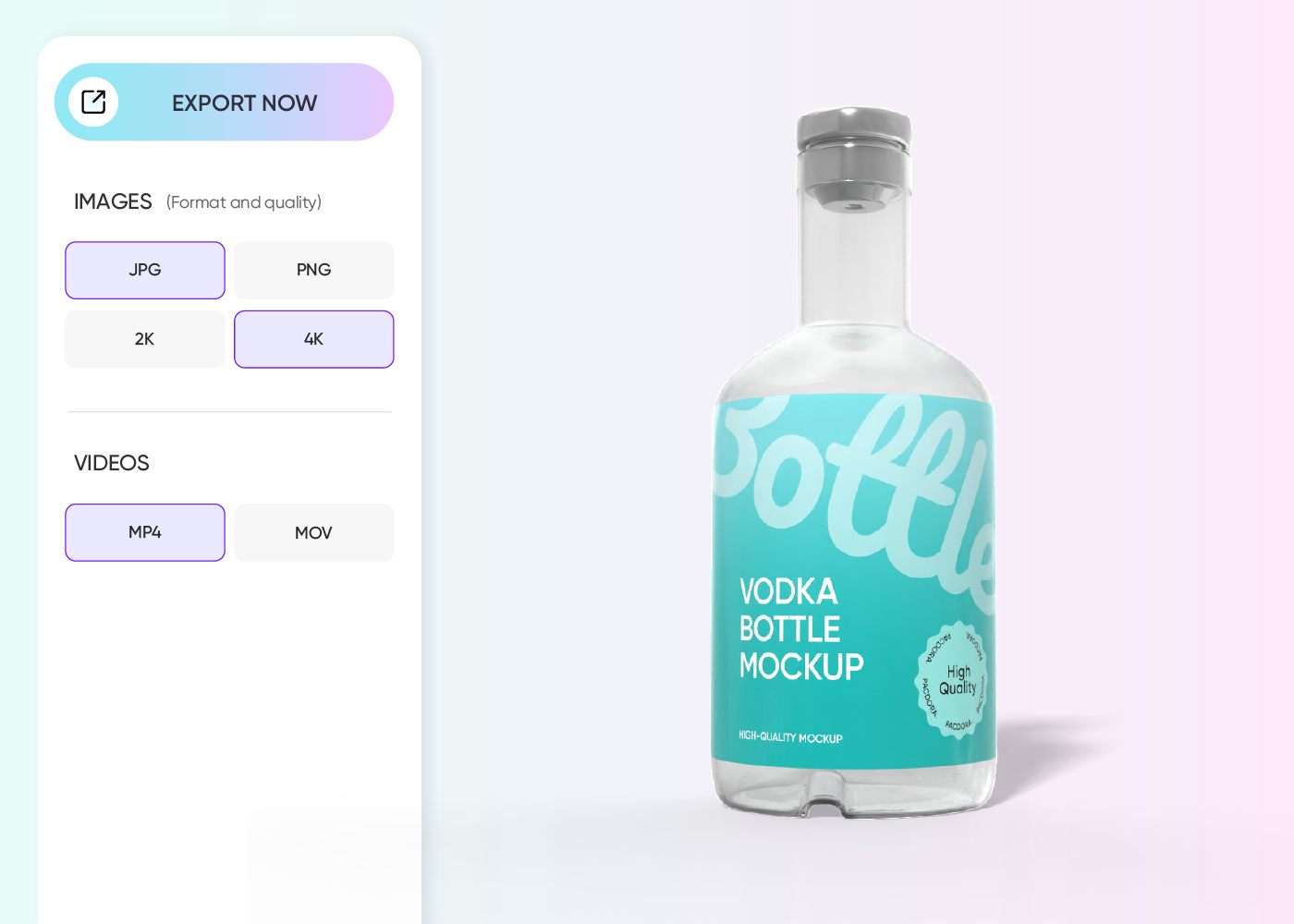 Step 3: Export your champagne bottle design