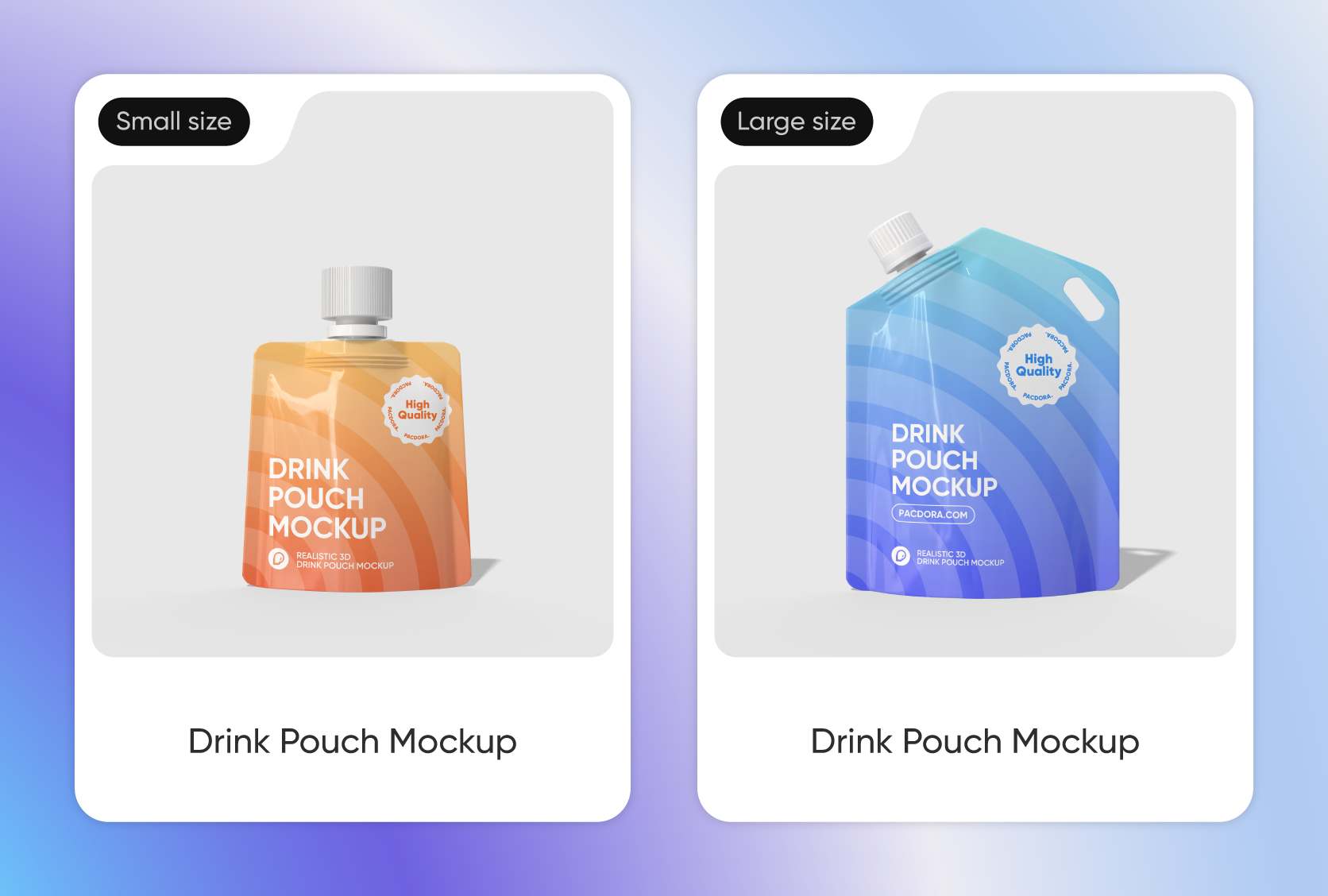 Drink pouch size for a product fit