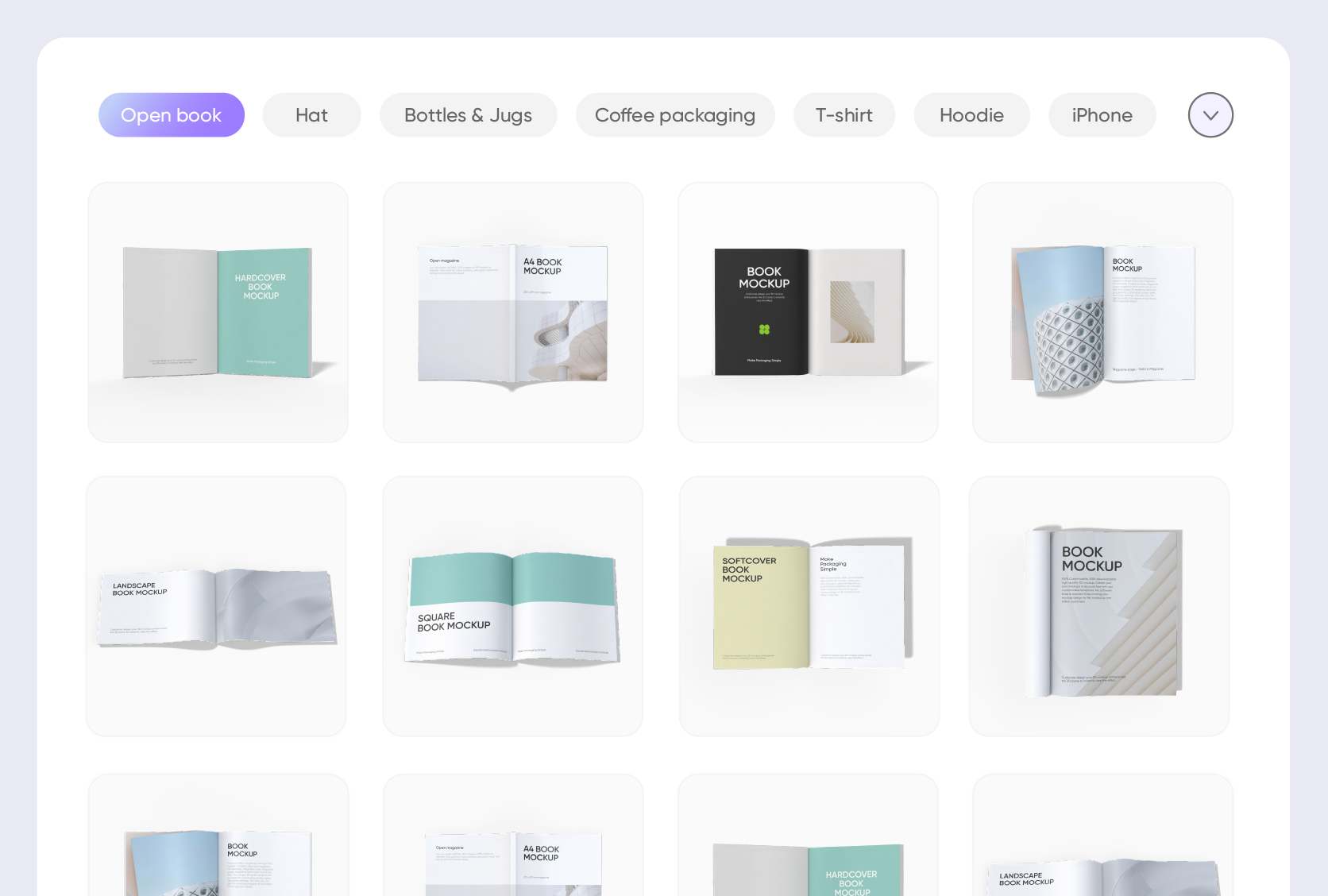 Multiple open book mockup styles