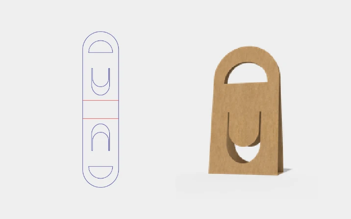 Kraft paper shot glass box with handle dieline